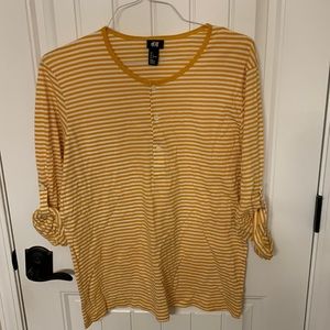 Orange and White Button Down Casual Shirt